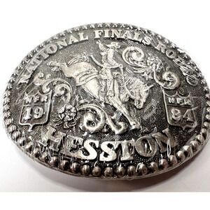VTG Belt Buckle HESSTON NFR National Finals Rodeo 1984 NOS NEW Sealed Orig Paper